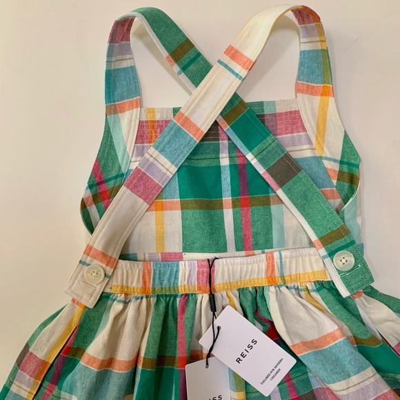 NWT REISS | Girls Matilda Jr. Cross Back Green Check Plaid Dress | Size 8-9Y - Picture 2 of 9